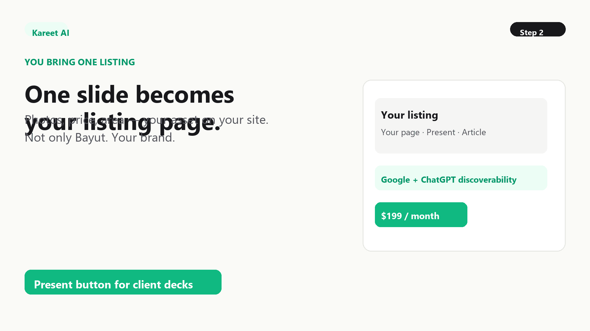 One slide becomes your listing page